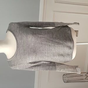 Limited Two-toned Sweater Light/Dark Gray Crochet Back High Low Women Size XS